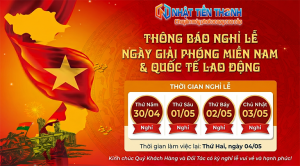 Thông báo lịch nghỉ lễ Ngày Giải Phóng Miền Nam 30/4 và Quốc tế Lao động 1/5 năn 2026