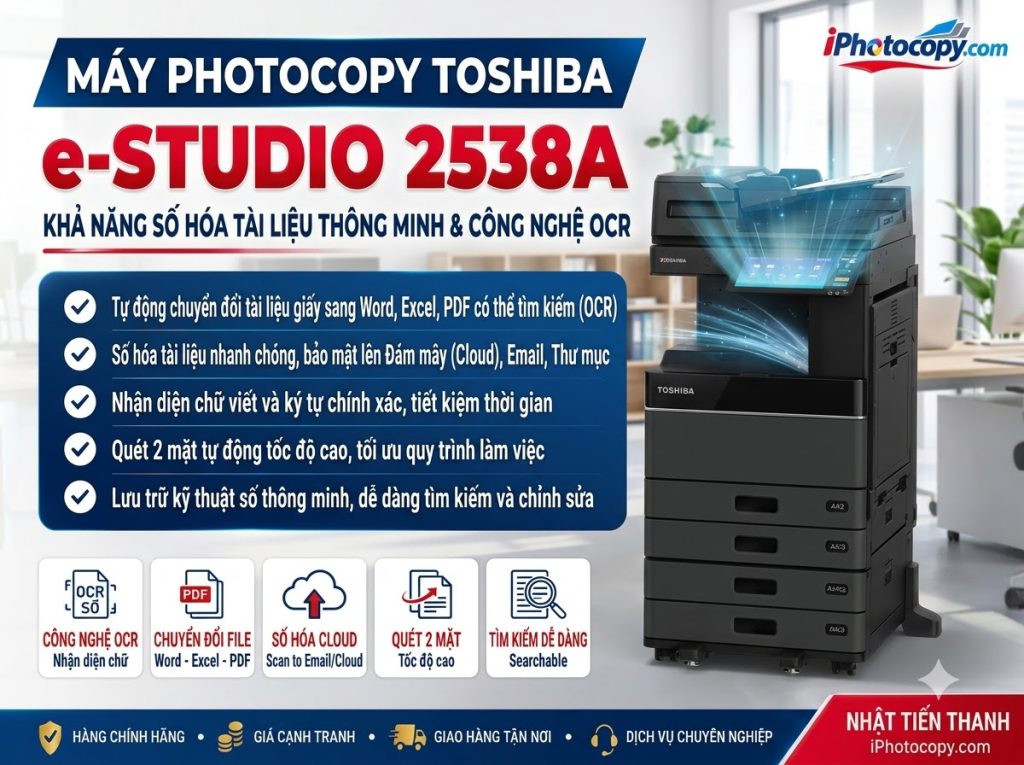 Máy Photocopy Toshiba e-Studio 2538A - Mới 100% Khả năng số hóa tài liệu thông minh và công nghệ OCR Toshiba e-Studio 2538A