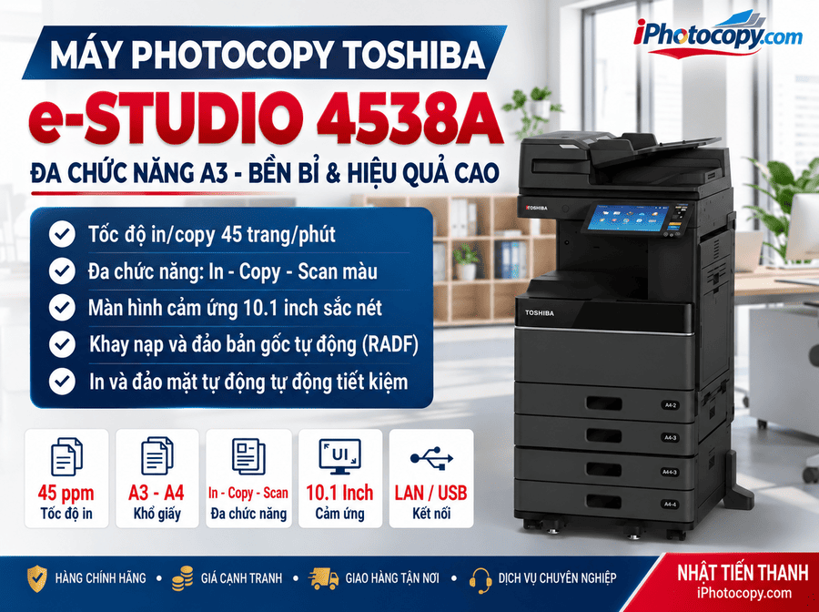 Máy Photocopy Toshiba e-Studio 4538A - Mới 100% Giới Thiệu Máy Photocopy Toshiba e-Studio 4538A