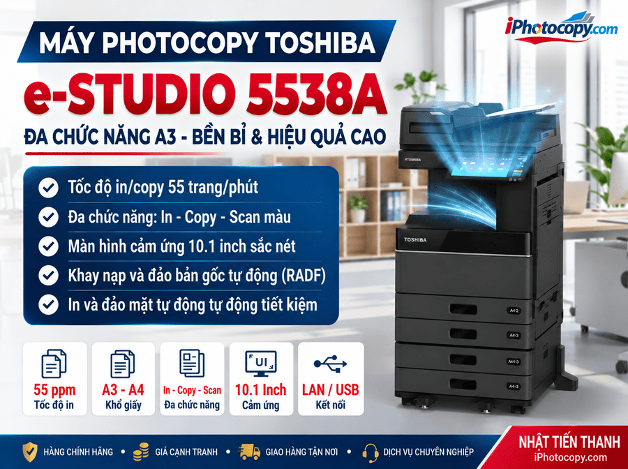 Máy Photocopy Toshiba e-Studio 5538A - Mới 100% Giới Thiệu Máy Photocopy Toshiba e-Studio 5538A